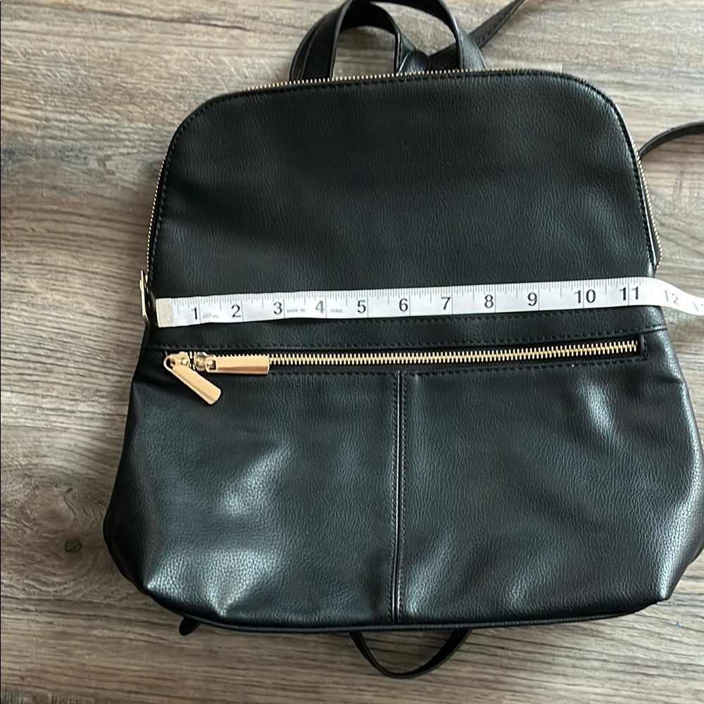 Black Synthetic Leather Backpack - Picture 2 of 5